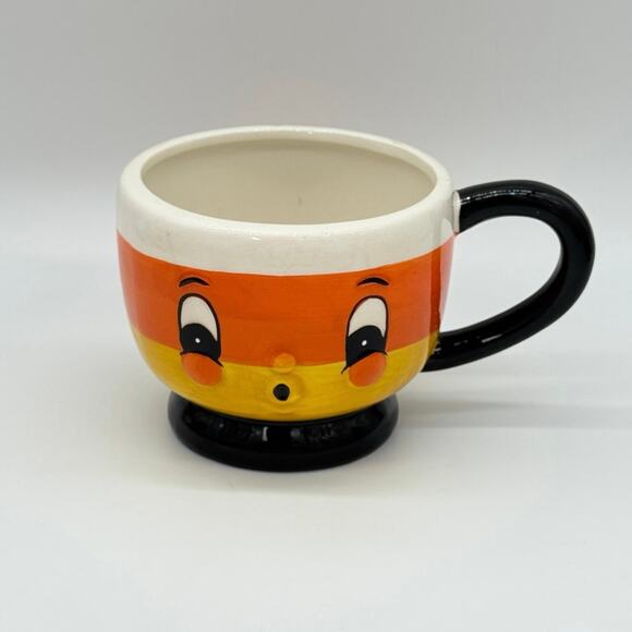 FLAWED Johanna Parker Transpac Candy Corn Halloween Surprised Face Mug NEW - Picture 1 of 7